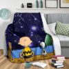 charlie and snoopy fleece blanket staring into night sky scs0z