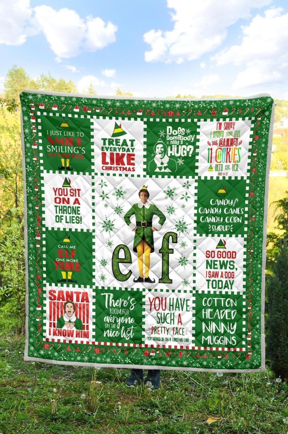 Christmas Elf Quilt Blanket Funny Xmas Gift Idea