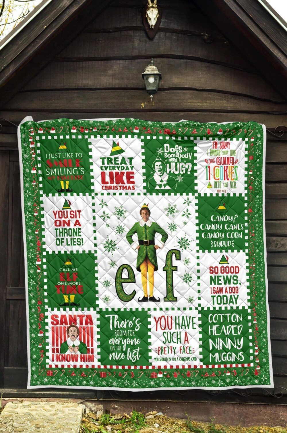 Christmas Elf Quilt Blanket Funny Xmas Gift Idea