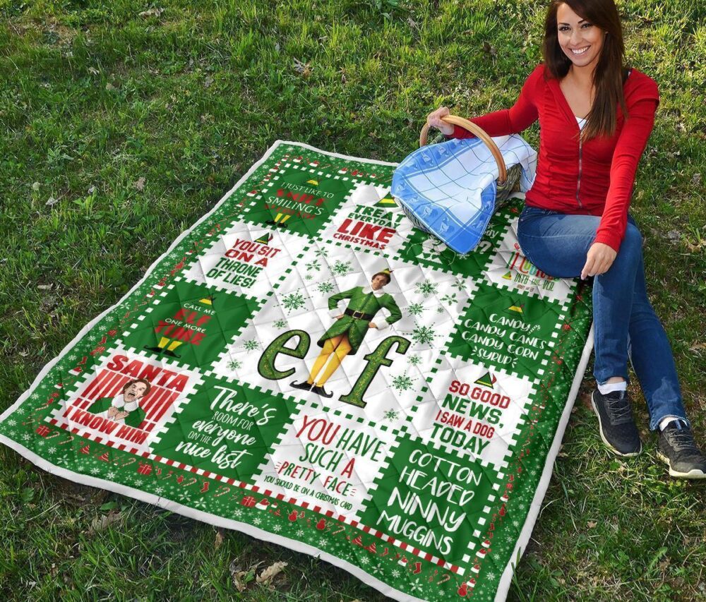 Christmas Elf Quilt Blanket Funny Xmas Gift Idea