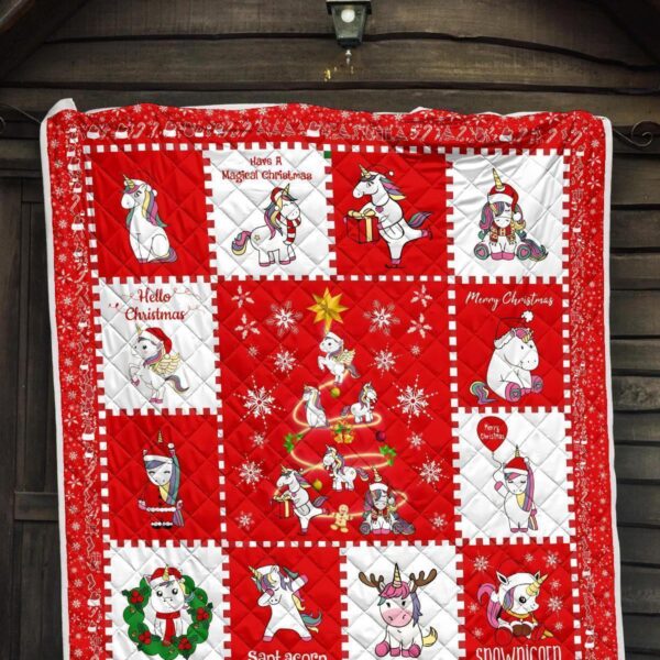 christmas unicorn quilt blanket xmas gift for unicorn lover jkt1c