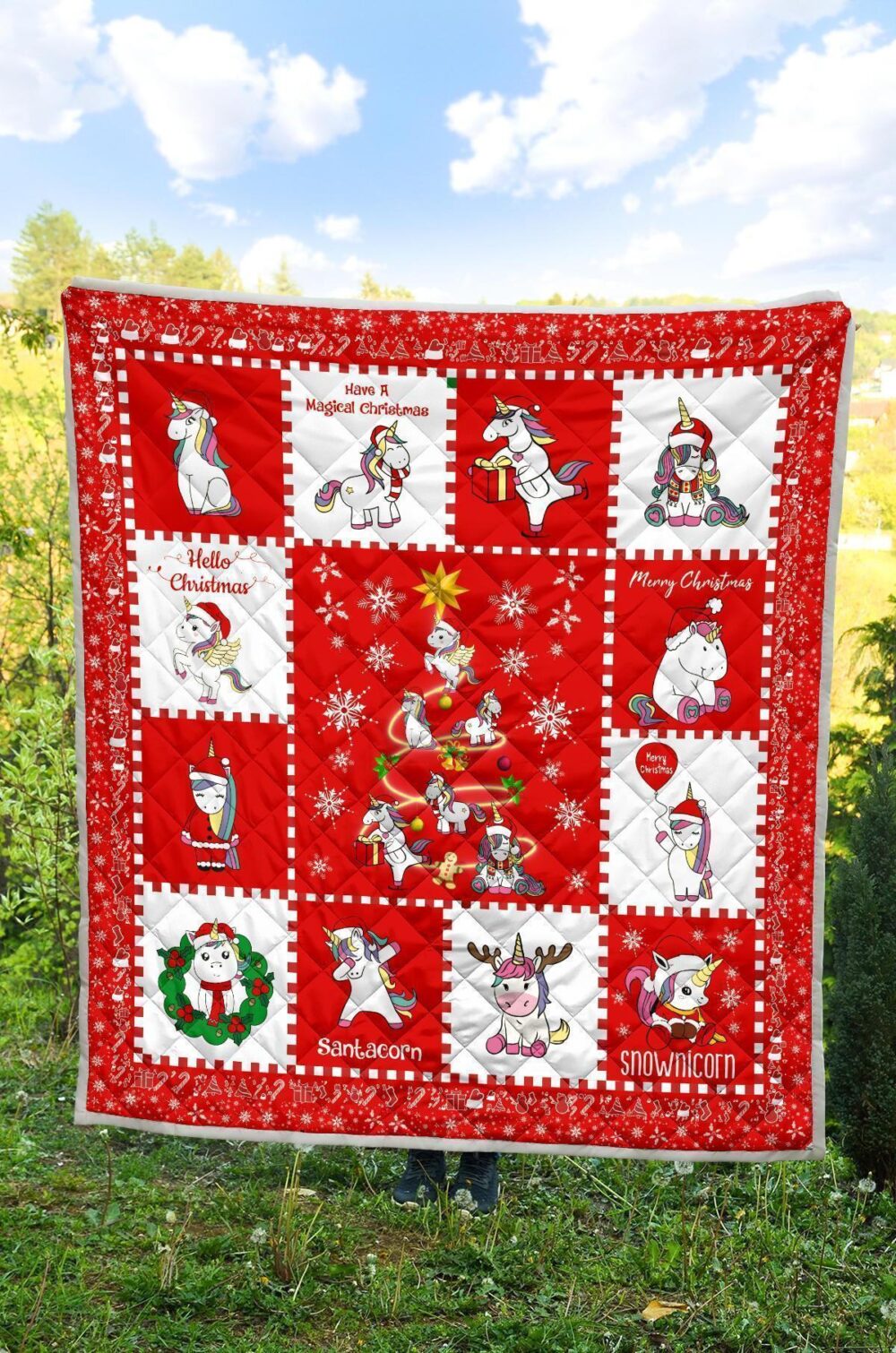 Christmas Unicorn Quilt Blanket Xmas Gift For Unicorn Lover