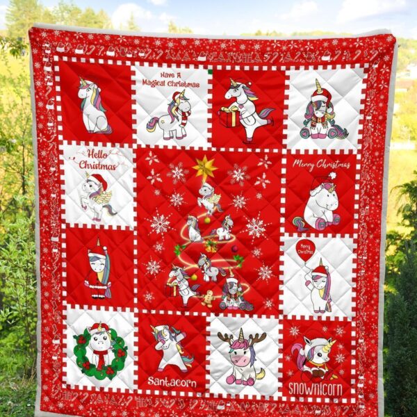 christmas unicorn quilt blanket xmas gift for unicorn lover u1eys