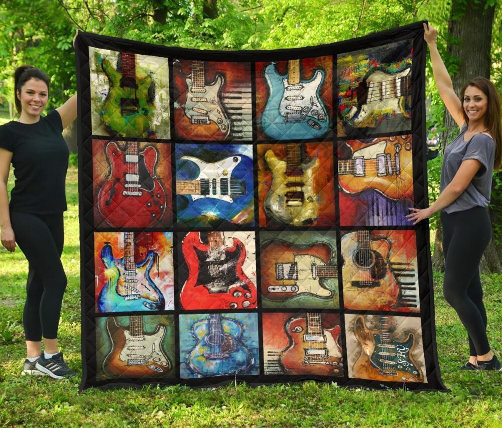 Classic Guitar Quilt Blanket Gift For Guitar Lover