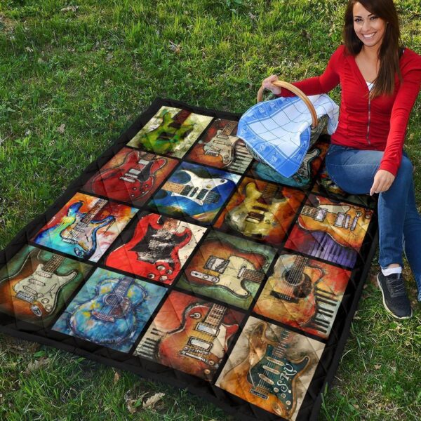 classic guitar quilt blanket gift for guitar lover nrxrx