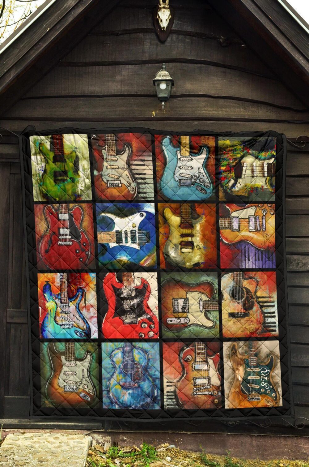 Classic Guitar Quilt Blanket Gift For Guitar Lover