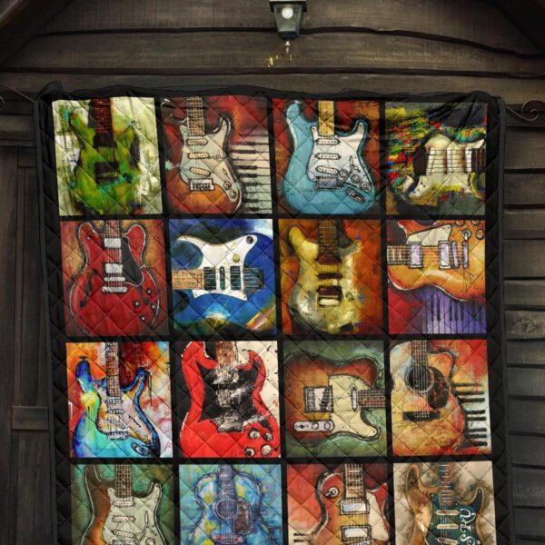 classic guitar quilt blanket gift for guitar lover pq1wm