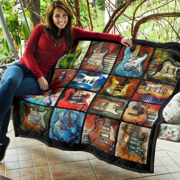 classic guitar quilt blanket gift for guitar lover st5ho