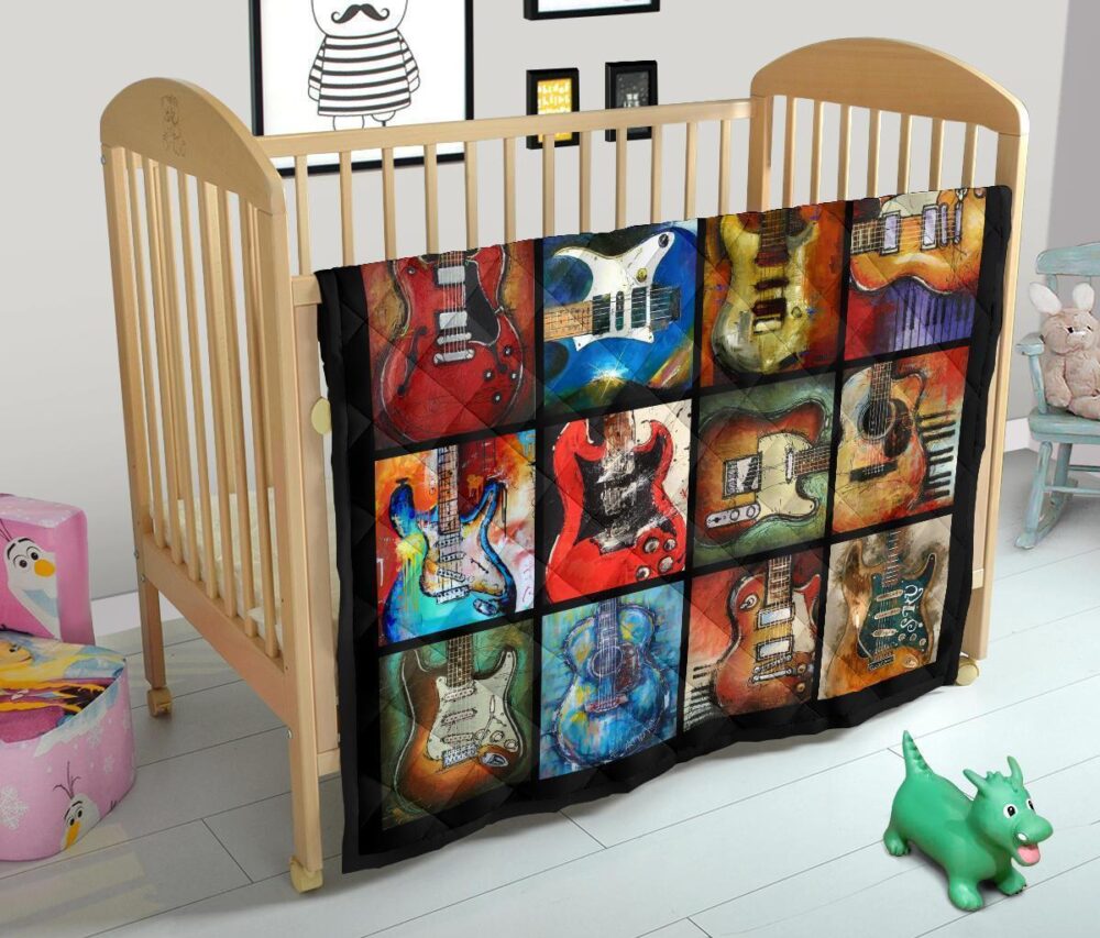 Classic Guitar Quilt Blanket Gift For Guitar Lover