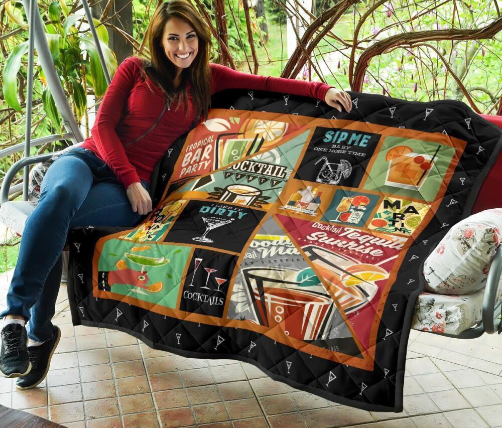 Cocktails Quilt Blanket Funny For Cocktail Lover