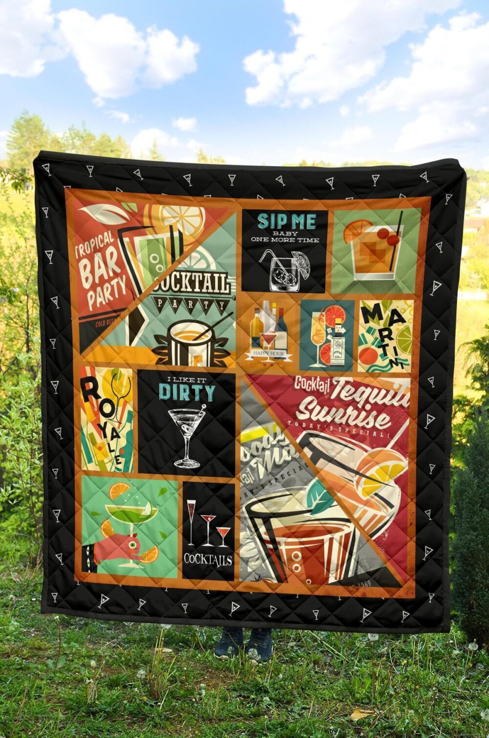 Cocktails Quilt Blanket Funny For Cocktail Lover