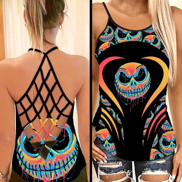 Color Jack Skellington Criss Cross Tank Top CT1007