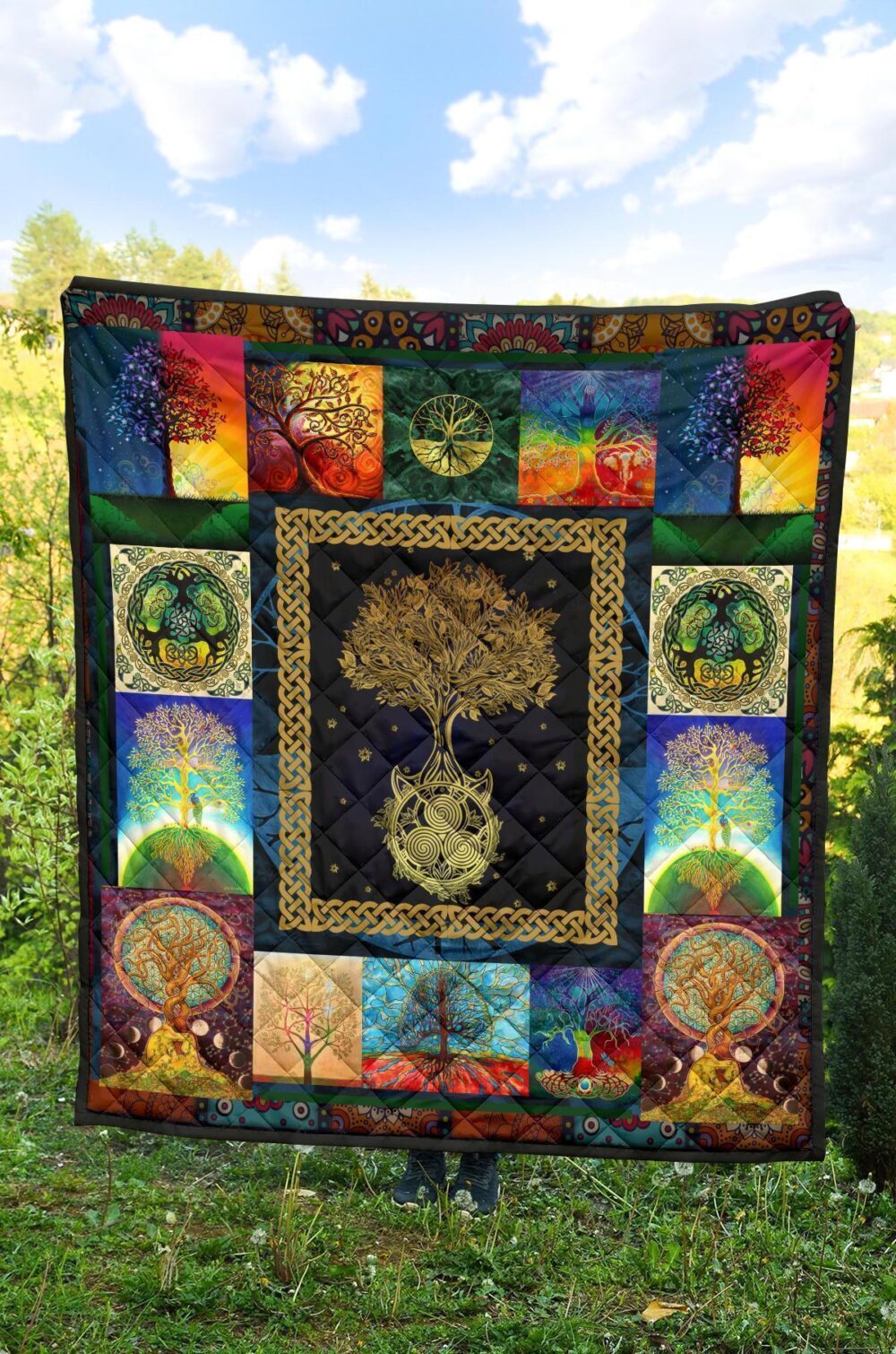 Colorful Graphic Tree of Life Quilt Blanket For Earth Lover