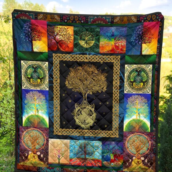 colorful graphic tree of life quilt blanket for earth lover m7oex