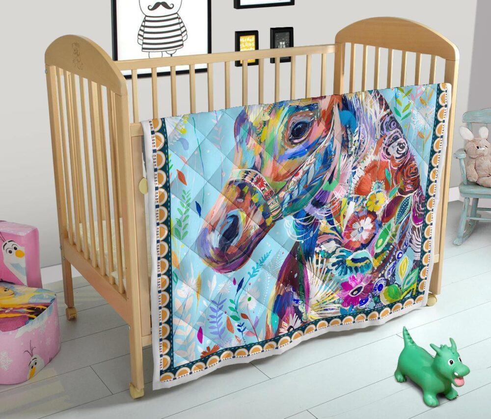 Colorful Horse Fleece Blanket Gift For Horse Lover