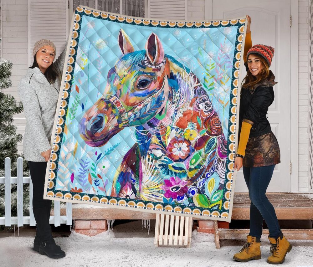 Colorful Horse Fleece Blanket Gift For Horse Lover