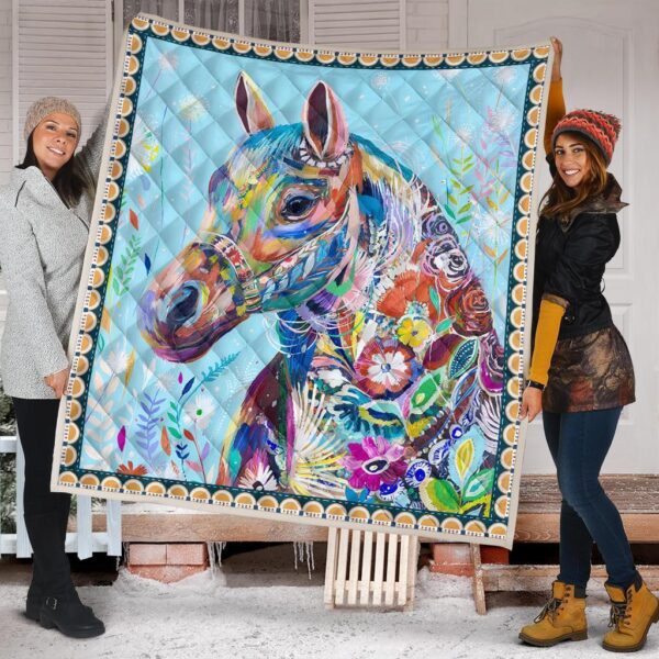 colorful horse fleece blanket gift for horse lover eypdu