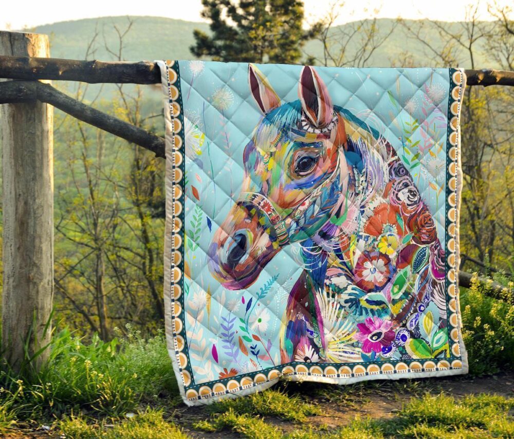 Colorful Horse Fleece Blanket Gift For Horse Lover