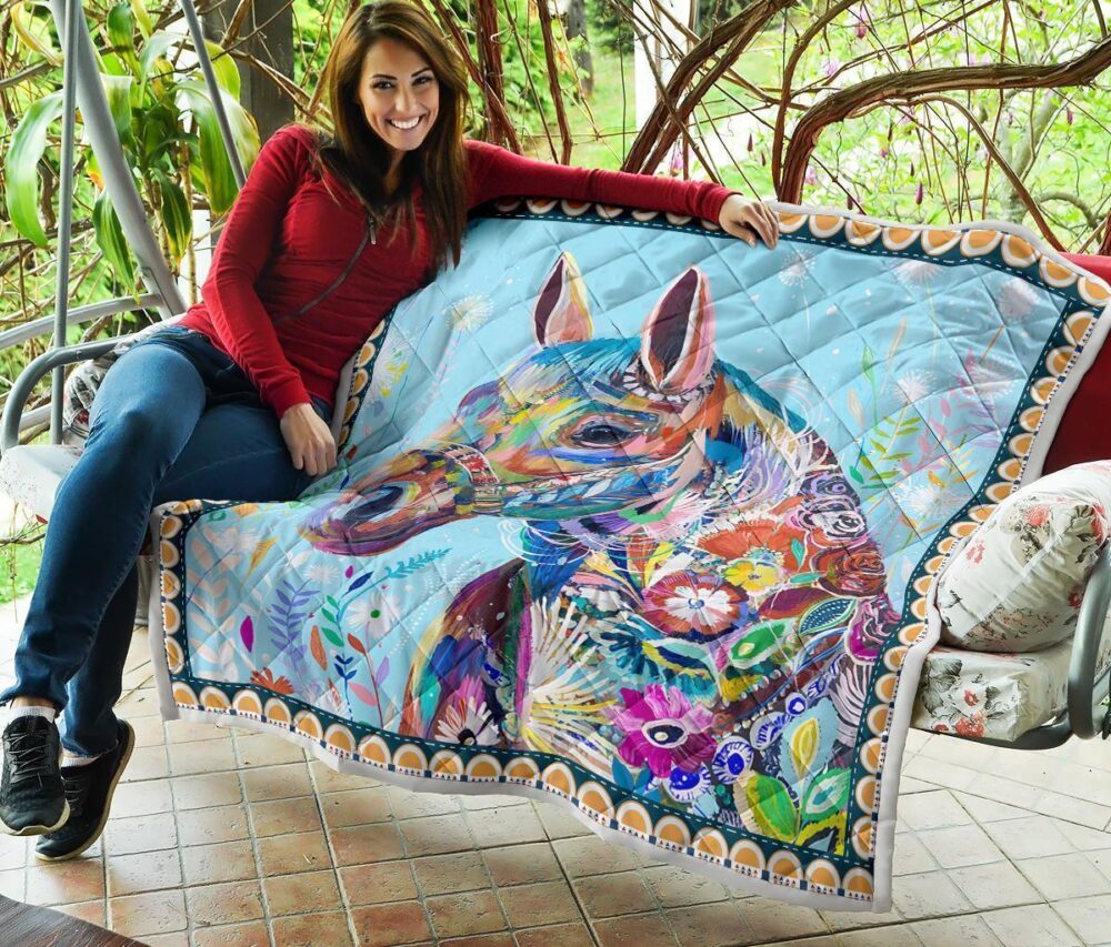 Colorful Horse Fleece Blanket Gift For Horse Lover