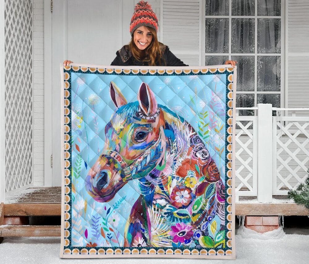 Colorful Horse Fleece Blanket Gift For Horse Lover