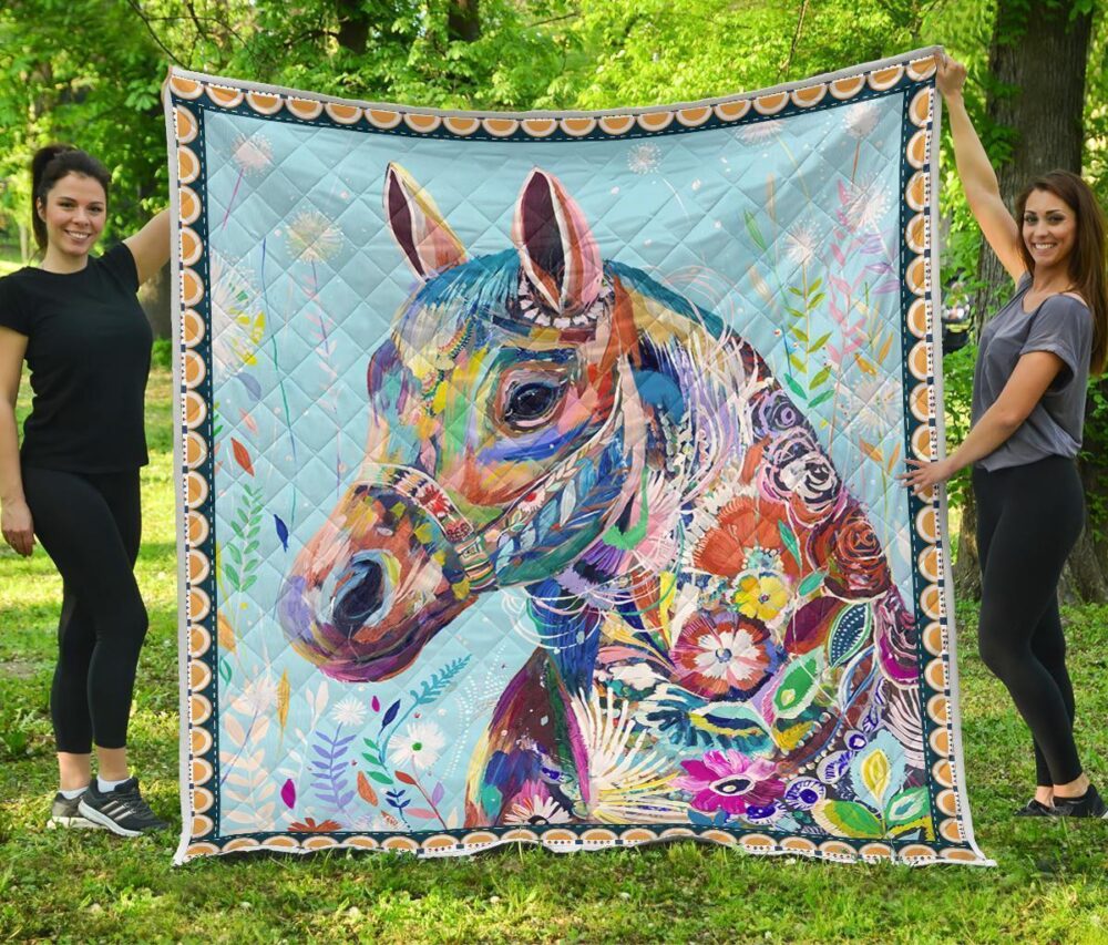 Colorful Horse Fleece Blanket Gift For Horse Lover