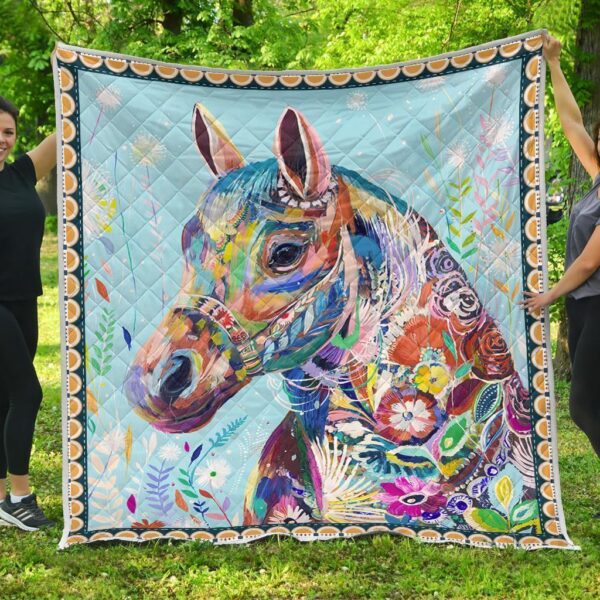 Colorful Horse Fleece Blanket Gift For Horse Lover