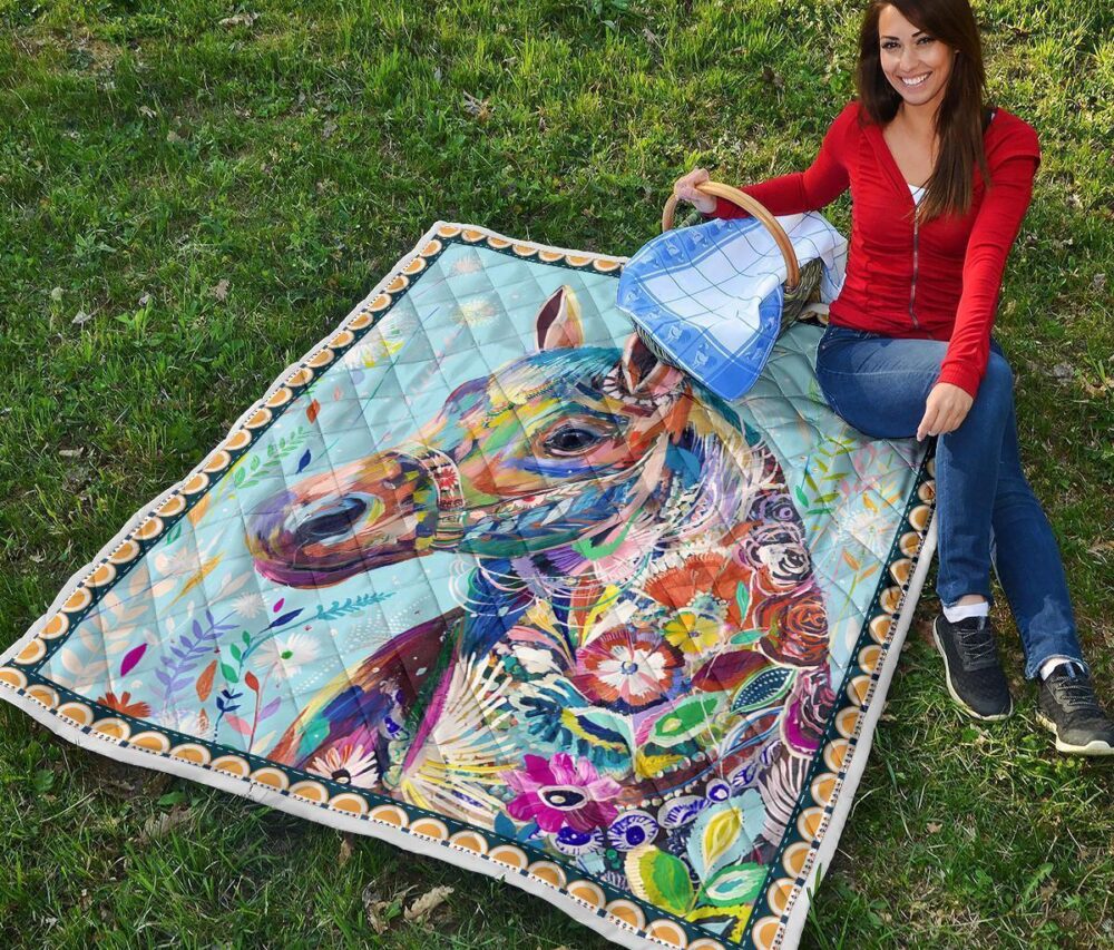 Colorful Horse Fleece Blanket Gift For Horse Lover