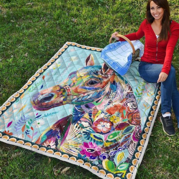 colorful horse fleece blanket gift for horse lover qcxuq