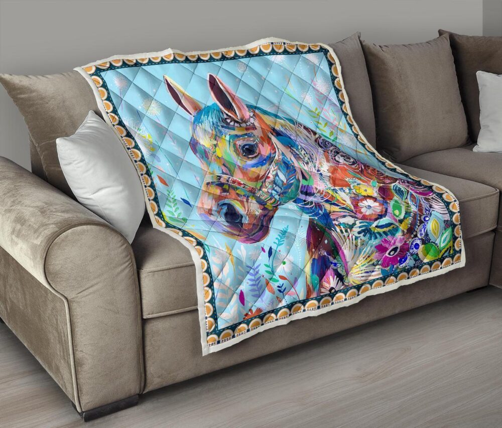 Colorful Horse Fleece Blanket Gift For Horse Lover