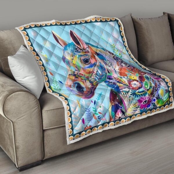 colorful horse fleece blanket gift for horse lover qqm8g