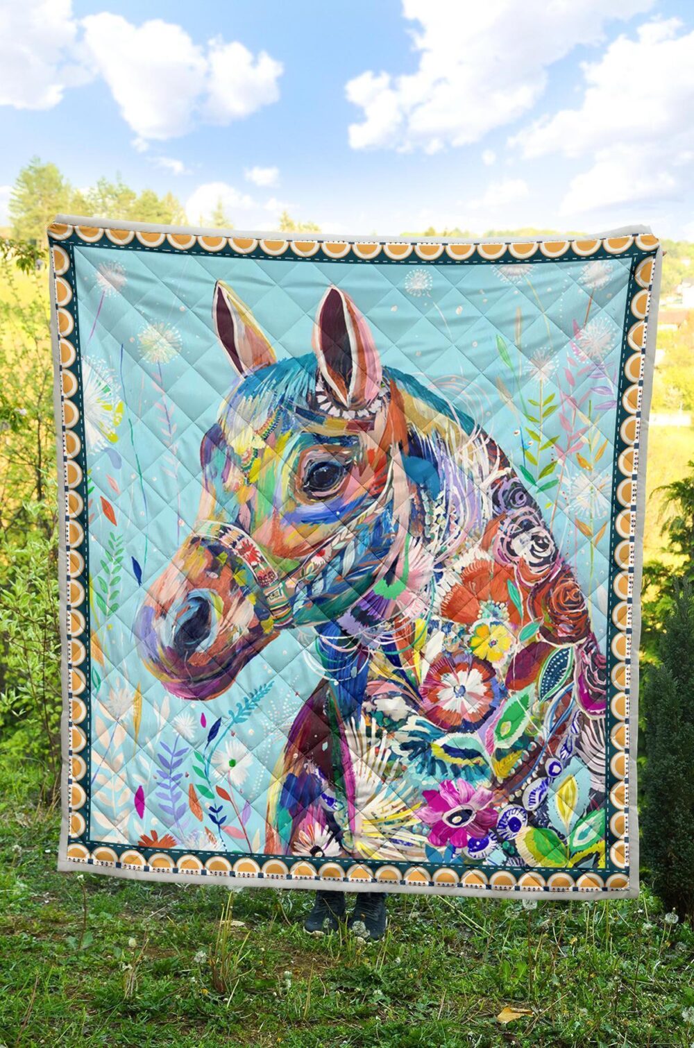 Colorful Horse Fleece Blanket Gift For Horse Lover