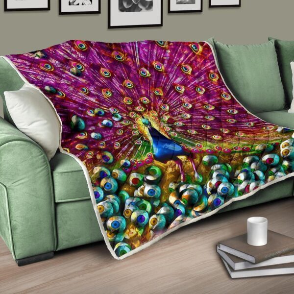 colorful peacock quilt blanket gift for peacock lover itivp