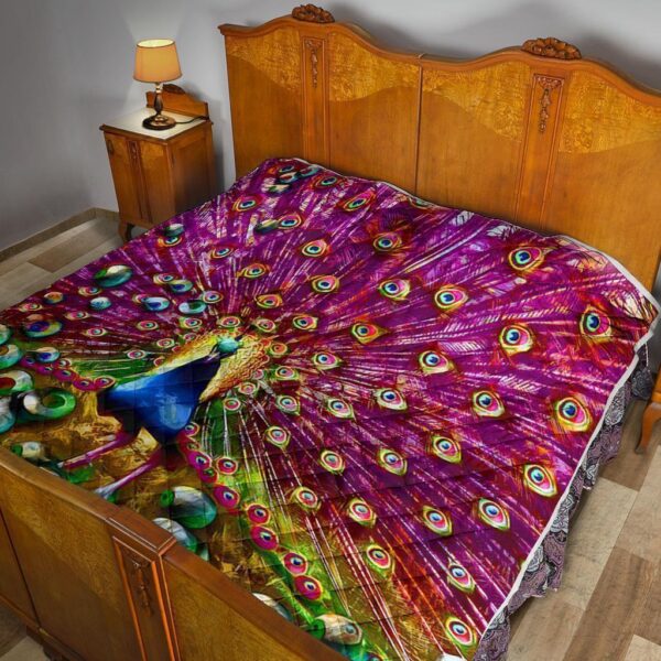 colorful peacock quilt blanket gift for peacock lover wen9f