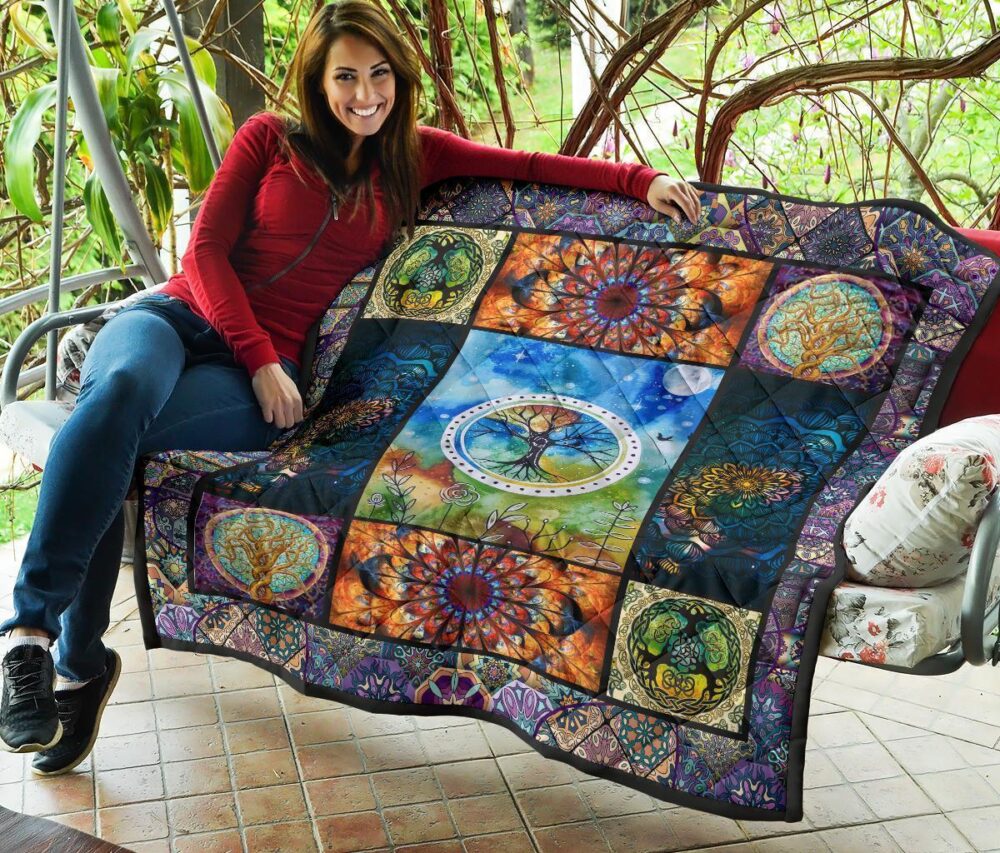 Colorful Tree Of Life Quilt Blanket For Earth Lover