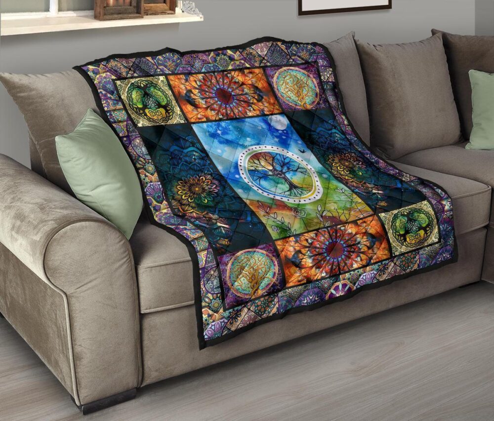 Colorful Tree Of Life Quilt Blanket For Earth Lover