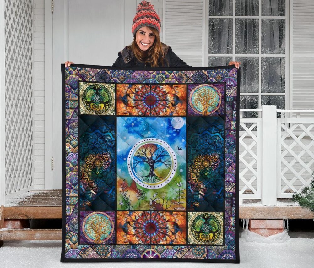 Colorful Tree Of Life Quilt Blanket For Earth Lover