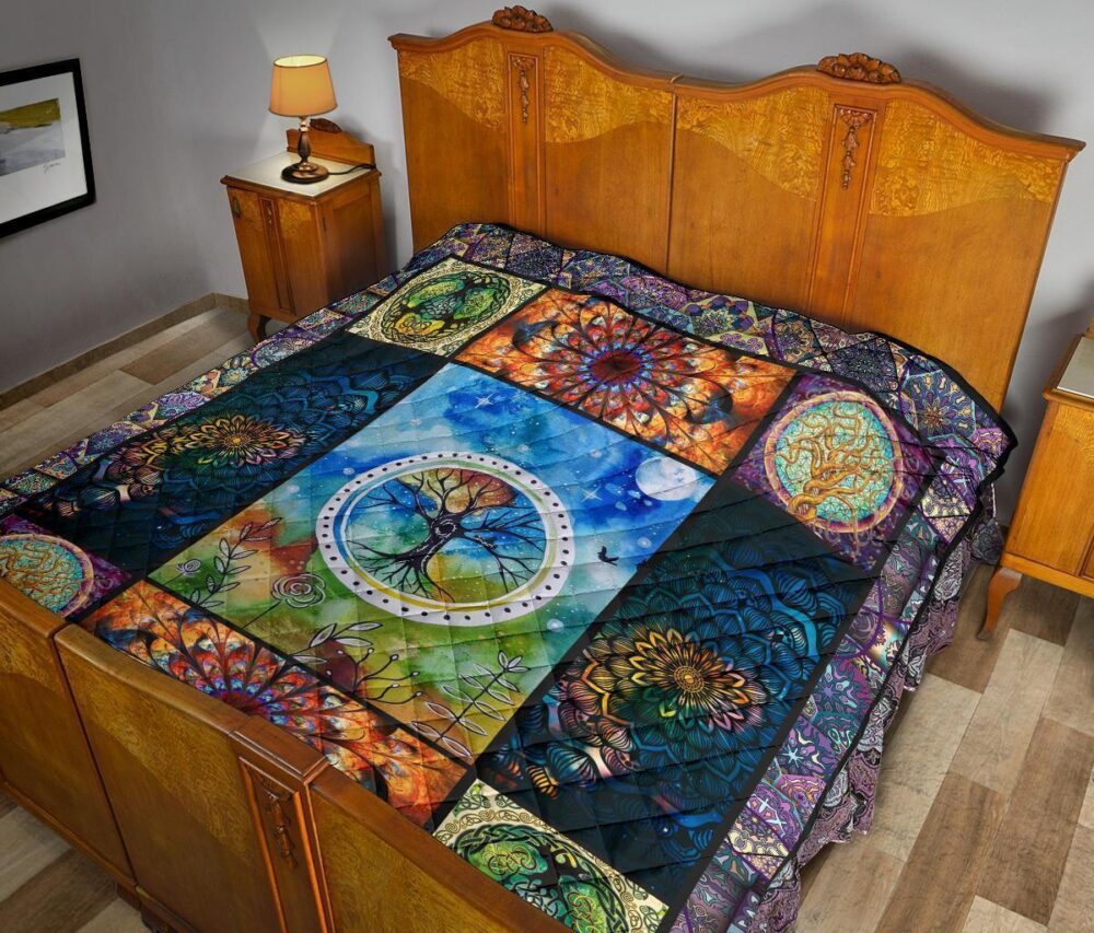 Colorful Tree Of Life Quilt Blanket For Earth Lover