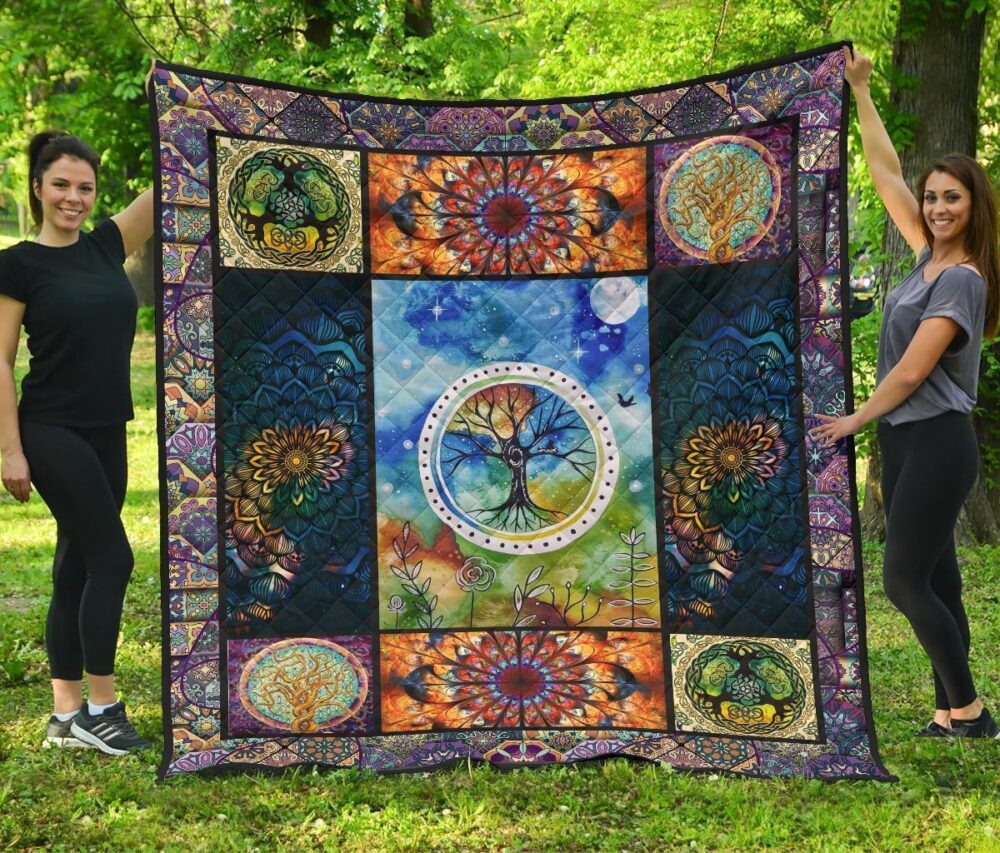 Colorful Tree Of Life Quilt Blanket For Earth Lover