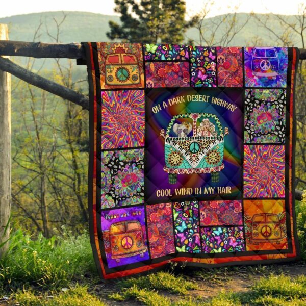 cool win in my hair hippie van quilt blanket funny gift idea coksv