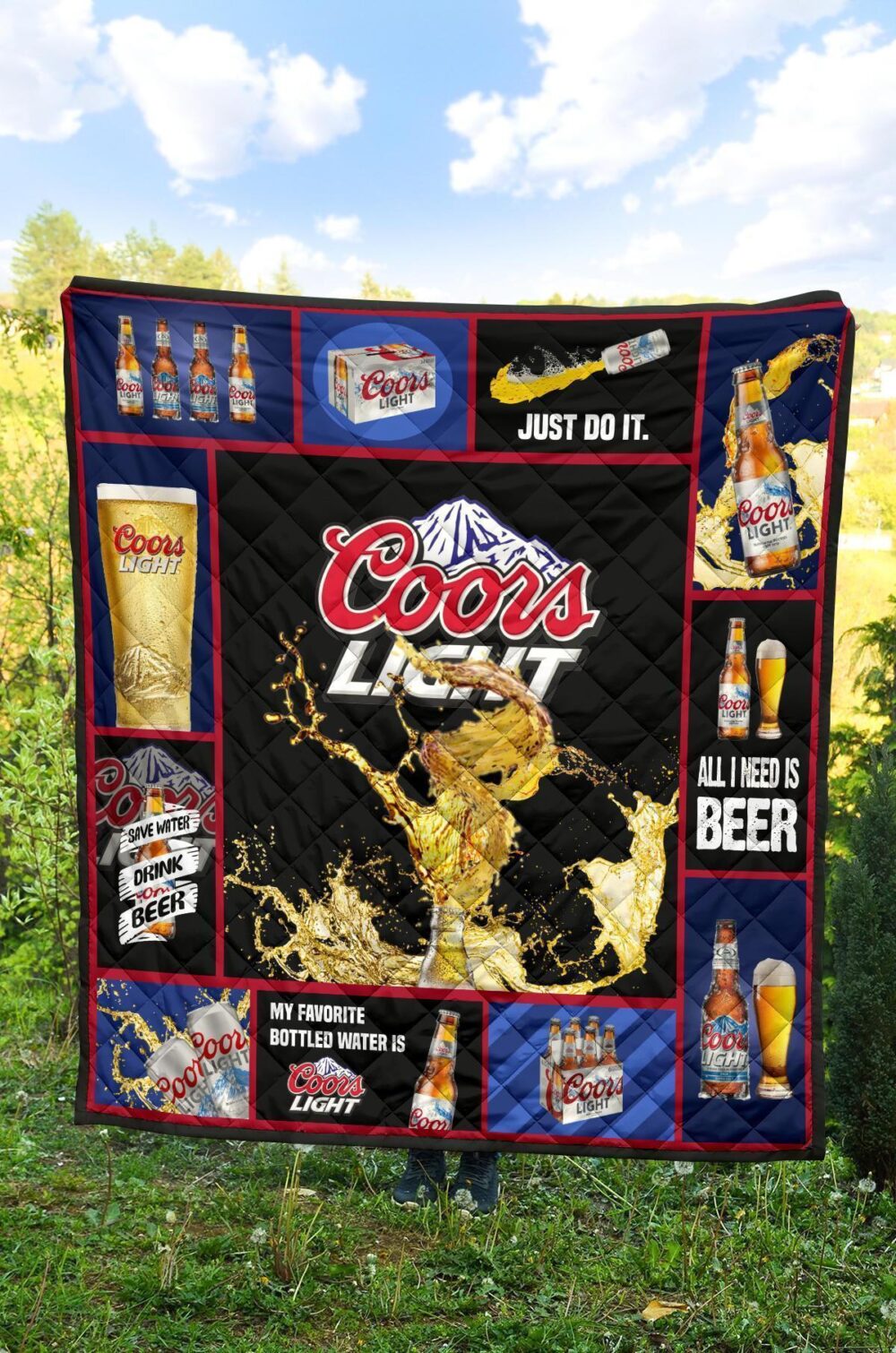 Coors Light Quilt Blanket All I Need Is Beer Funny Gift