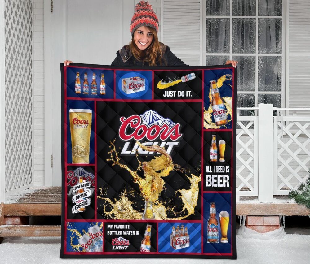 Coors Light Quilt Blanket All I Need Is Beer Funny Gift