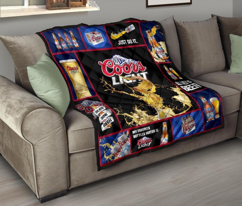 Coors Light Quilt Blanket All I Need Is Beer Funny Gift