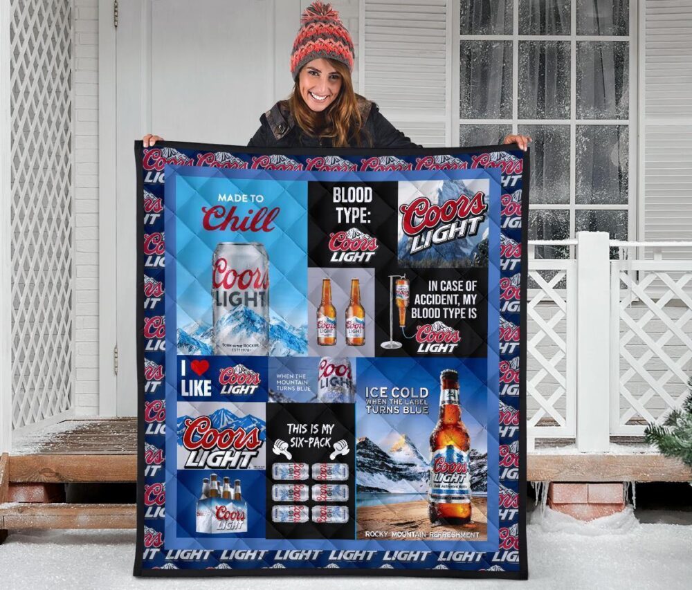 Coors Light Quilt Blanket Funny Gift For Beer Lover