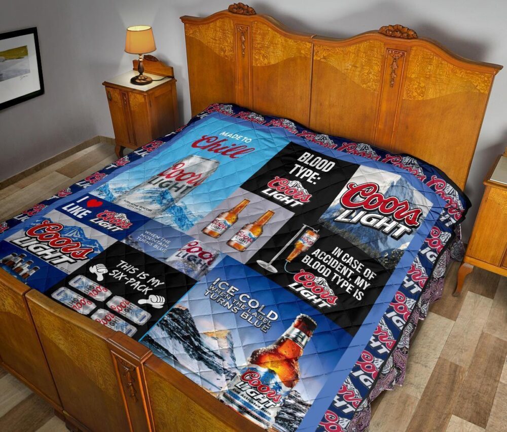 Coors Light Quilt Blanket Funny Gift For Beer Lover