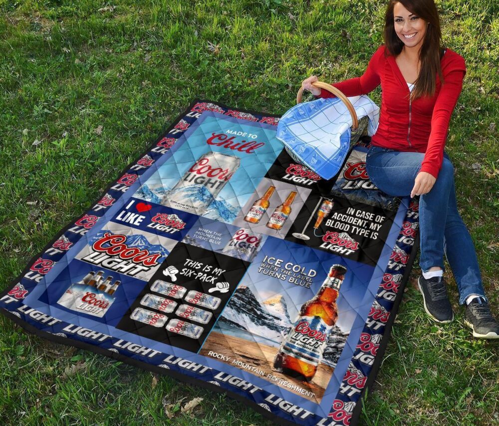 Coors Light Quilt Blanket Funny Gift For Beer Lover