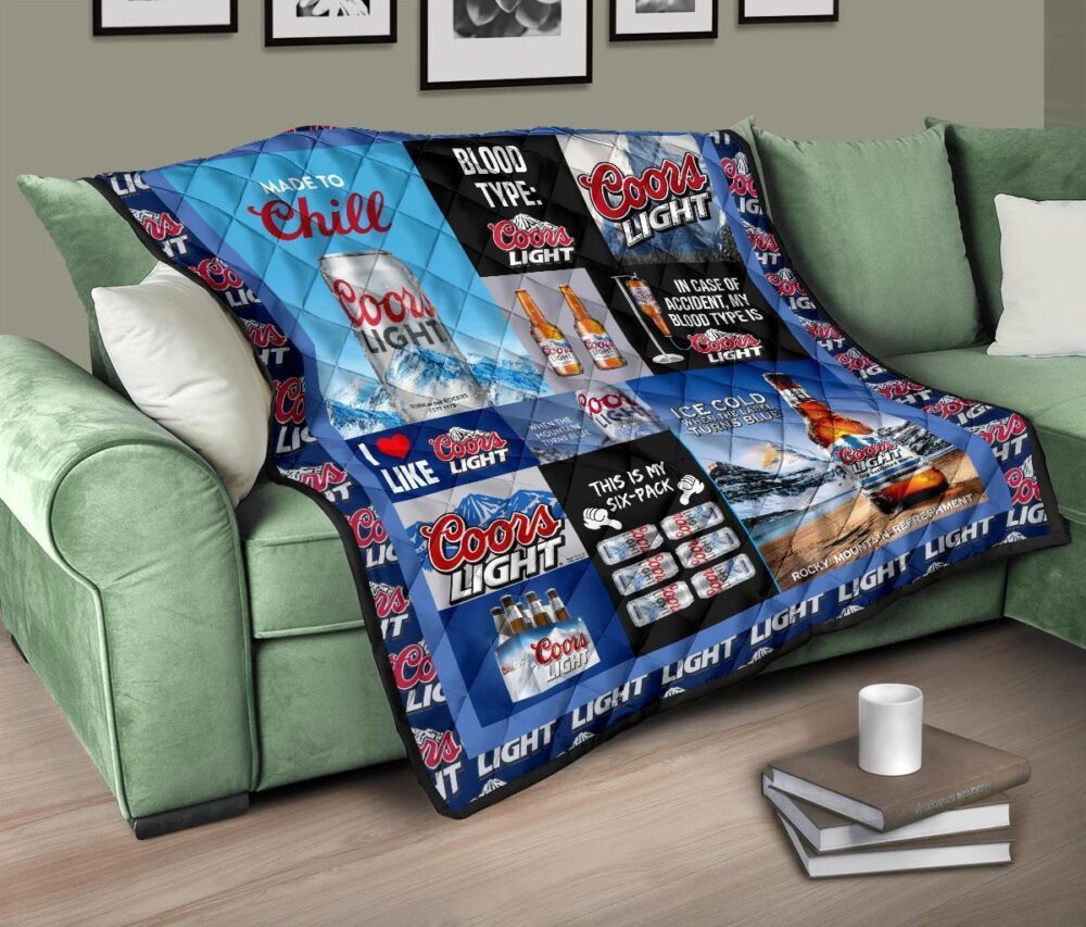 Coors Light Quilt Blanket Funny Gift For Beer Lover