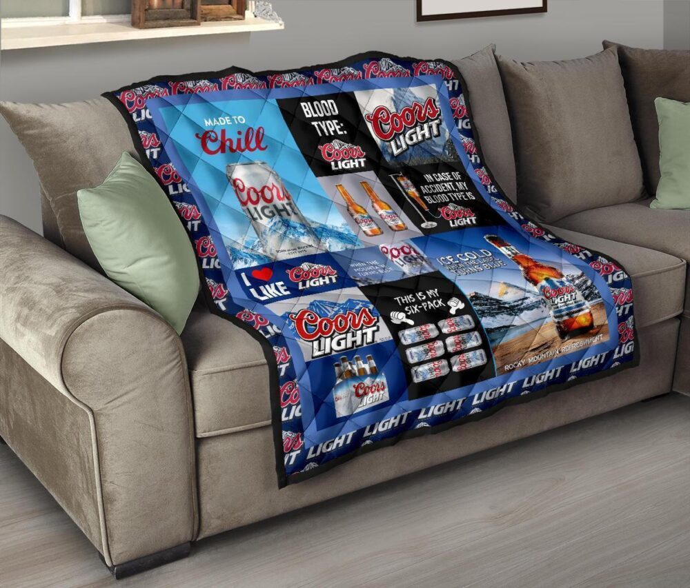 Coors Light Quilt Blanket Funny Gift For Beer Lover