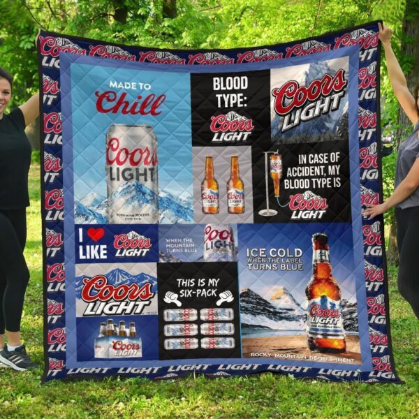 Coors Light Quilt Blanket Funny Gift For Beer Lover