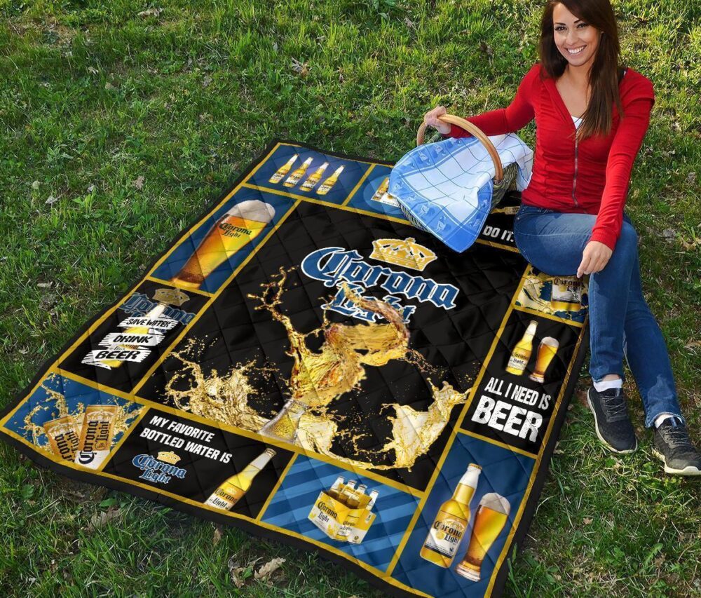 Corona Light Quilt Blanket All I Need Is Beer Gift Idea