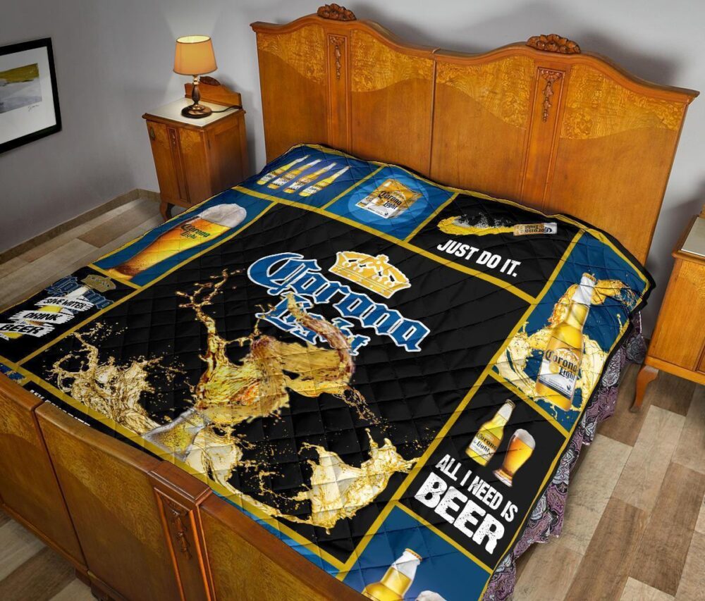 Corona Light Quilt Blanket All I Need Is Beer Gift Idea